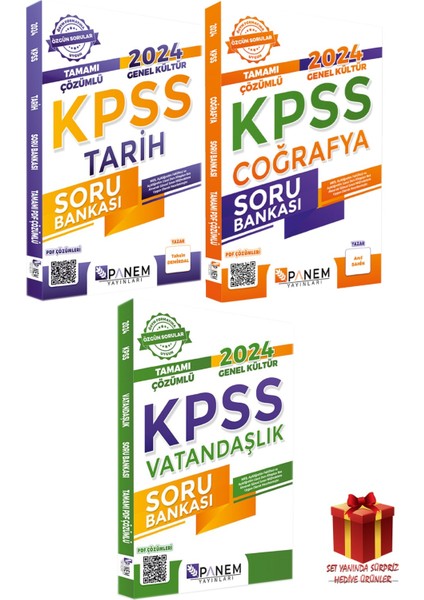 2024 Panem Yayıncılık Kpss Tarih Soru Bankası+Coğrafya Soru Bankası+Vatandaşlık Soru Bankası
