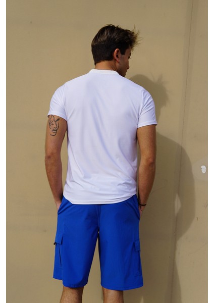 Erkek Havuz Deniz Kargo Cep Şort Düz 444 Saks fırsatları