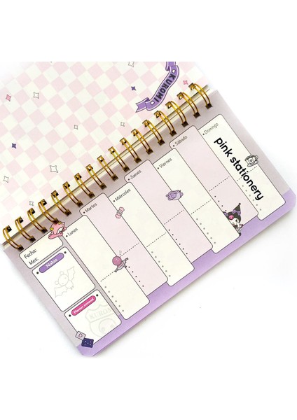 Kawai Kore Japon Kırtasiye Sanrio Kuromi Haftalık Günlük Hatırlatıcı Planlayıcı Not Defter Weekly Planner 50 Sayfa 24*14 cm Ölçüler (Yurt Dışından Getirildi)