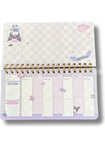 Kawai Kore Japon Kırtasiye Sanrio Kuromi Haftalık Günlük Hatırlatıcı Planlayıcı Not Defter Weekly Planner 50 Sayfa 24*14 cm Ölçüler (Yurt Dışından Getirildi)