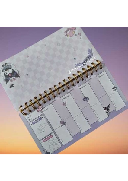 Kawai Kore Japon Kırtasiye Sanrio Kuromi Haftalık Günlük Hatırlatıcı Planlayıcı Not Defter Weekly Planner 50 Sayfa 24*14 cm Ölçüler (Yurt Dışından Getirildi)