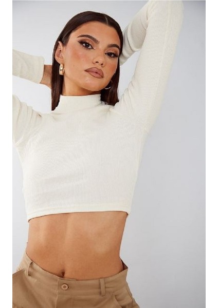 Kadın Boğazlı Uzun Kol Crop-Fitilli Kaşkorse Kumaş fiyatları