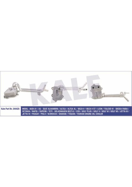 344425 Kale Oto Radyatör 344425 Yağ Soğutucusu Golf Vı 08- Golf V 03- Polo V 09- Eos 06- Jetta Iv 10- Jetta