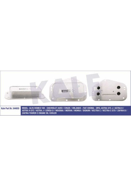344655 Kale Oto Radyatör 344655 Yağ Soğutucusu Croma 05- 1.8 16V / Astra H 04- 1.6 16V 1.8 16V 1.6 16V Turb
