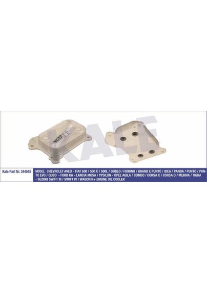 344645 Kale Oto Radyatör 344645 Yağ Soğutucu Ince Corsa C D Merıva Doblo Fiorino Punto Idea 1.3 D Z13DTJ