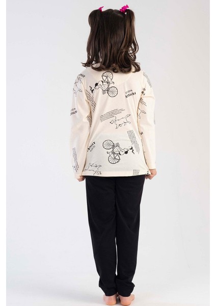Kız Çocuk Uzun Kol Bej Pijama Takımı C3T0N3O118