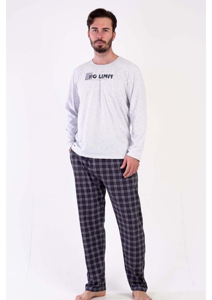 Erkek Uzun Kol Gri Pijama Takım C3T0N5O021