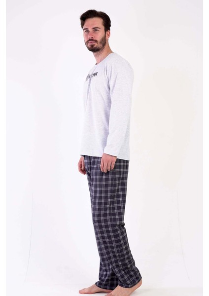 Erkek Uzun Kol Gri Pijama Takım C3T0N5O021