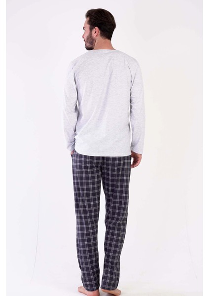 Erkek Uzun Kol Gri Pijama Takım C3T0N5O021