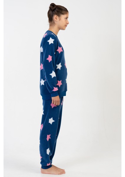 Kız Çocuk Uzun Kol İndigo Polar Pijama Takımı C2T0N9O023 indirimleri