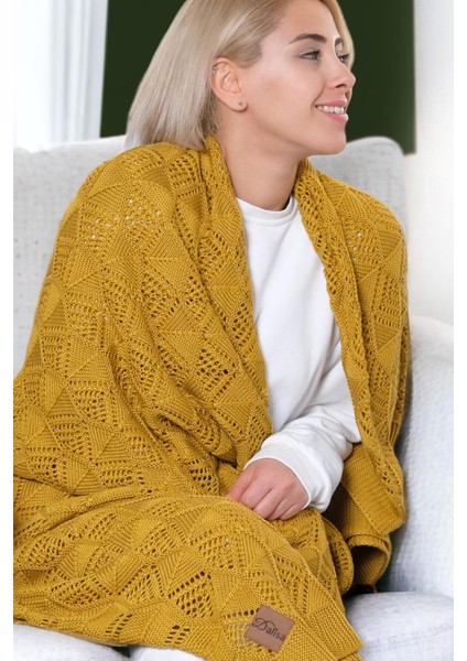 Emily Triko Örgü Tencel Tüylenmeyen Yatak Örtüsü, Tv Battaniyesi
