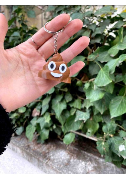 Emojili Espirili Kahverengi Anahtarlık