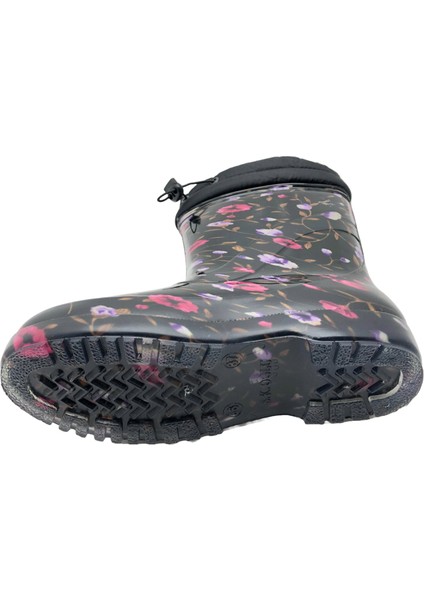 Çiğdem Içi Tüylü Çiçekli Lastik Çizme - Renkli - 40 - ST01600-RENKLİ-40