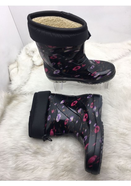 Çiğdem Içi Tüylü Çiçekli Lastik Çizme - Renkli - 40 - ST01600-RENKLİ-40 fırsatları