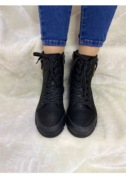 Gerçek Crayz Deri Siyah Fermuarlı Kadın Bot (B8) - Siyah - 38 - ST01568-SİYAH-38 fiyatları