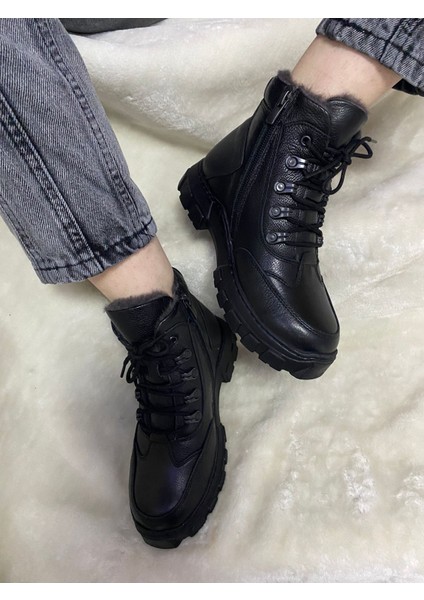Siyah Gerçek Crayz Deri Fermuarlı Bot (F006) - Siyah - 33 - ST01626-SİYAH-33 modelleri