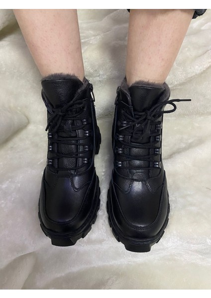 Siyah Gerçek Crayz Deri Fermuarlı Bot (F006) - Siyah - 33 - ST01626-SİYAH-33 fırsatları