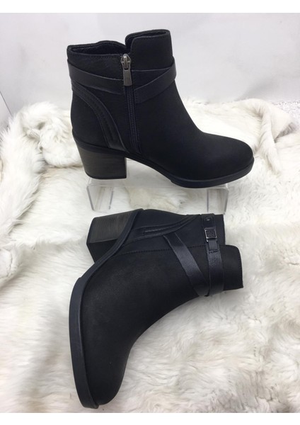 Siyah Gerçek Deri Fermuarlı Topuklu Kadın Bot (B7) - Siyah - 38 - ST01458-SİYAH-38 modelleri