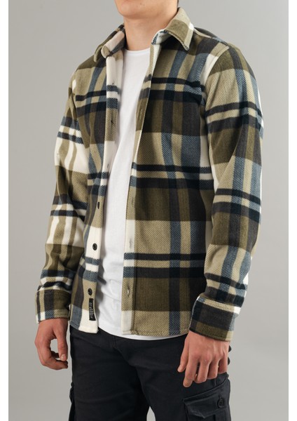 Slim Fit Erkek Polar Gömlek Mavi