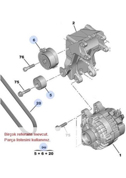 1613844680 Peugeot 1613844680 Alternatör Rulmanı 2rulman-1kayış Scudo 99- Ducato / 406 Partner / Xsara Dw8 DW10