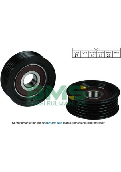 447 447 Alternatör V Kayış Gergi Rulmanı 17×59 63×23 Plastik Accent Elantra I20 .I30 .IX20 Kia Caren