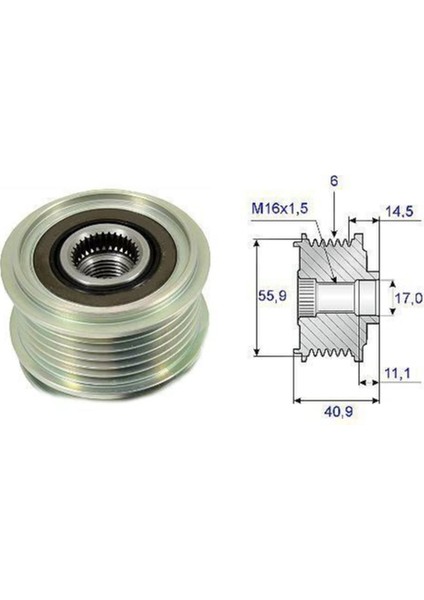 588001 Alternatör Kasnagı Golf Iv V Vı Bora 98-05 Polo Jetta Passat Scırocco Tıguan Caddy Transporter T5 T