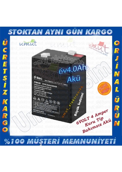 Gold Silver  GS2630 Fenere Uyumlu Akü 6V4AH - GS2630 Uyumlu Akü 6 Volt 4 Amper Kuru Tip Bakımsız Akü - GS-2630 Aküsü GS-2630 Akü 6V4AH Akü