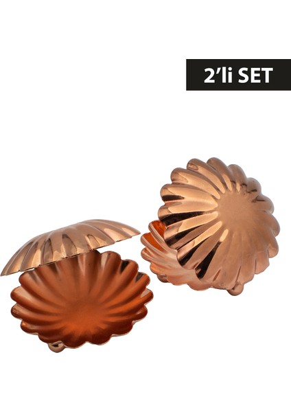 Midye-Istiridye Model 2'li Bakır Renk Metal Şekerlik Lokumluk Drajelik