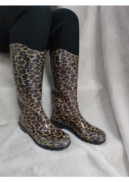 Ulaş - Uzun Boy Bahçe & Lastik Çizme - Leopar-Uzun - 38 - ST02814-14469