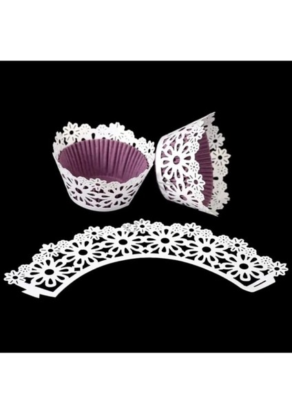 Depposıte Cupcake Kenar Danteli - Büyük Papatya Beyaz - 10'lu