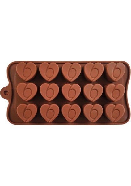 Silikon Çikolata Kalıbı Baskılı Kalp 3X3X1,5 cm