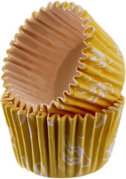 Cupcake Kalıbı Pet Kapsül Kek KALIBI48X34 mm - 100 Adet Fiyonklu Sarı fiyatları