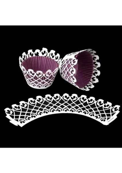 Cupcake Kenar Danteli - Geniş Dantel Beyaz - 10 Adet modelleri