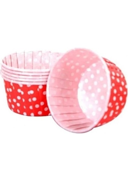 Cupcake Kalıbı Büyük Boy 62X40 mm - 100'LÜ Puantiyeli Kırmızı modelleri