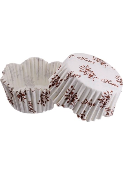 Cupcake Kalıbı Pet Kapsül Dalgalı Sarmaşık Desenli Kek Kalıbı 65X38 mm - 100'LÜ 3.8 cm