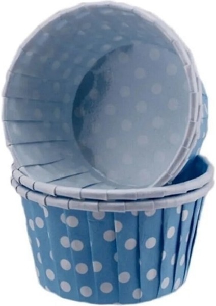 Cupcake Kalıbı Küçük Boy 44*35 mm - 100'LÜ Puantiyeli Mavi modelleri
