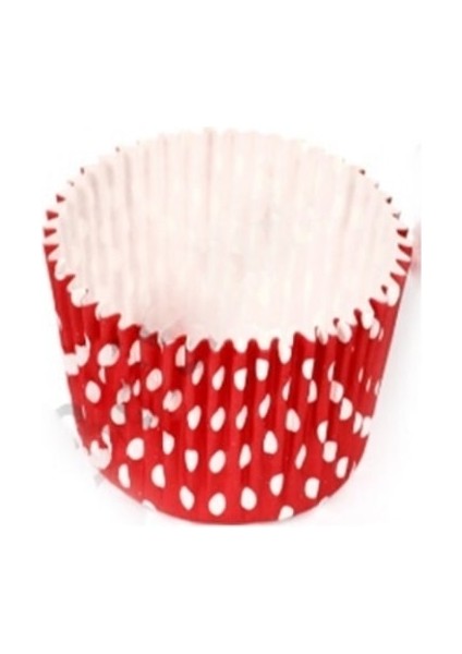 Kek Kalıbı Pet Kapsül 52*45 mm Kağıt Cupcake Kağıdı - 100'LÜ Puantiyeli Kırmızı