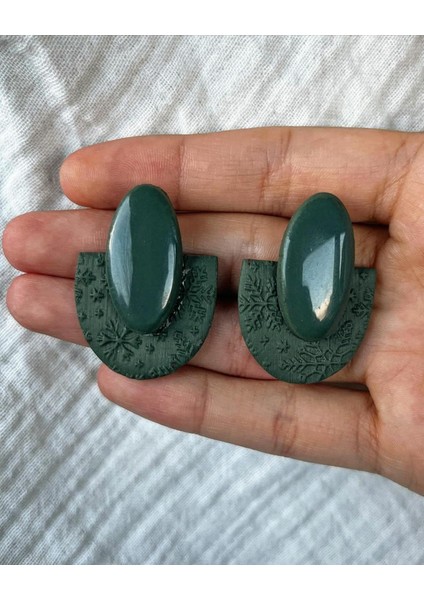 Polimer Kil El Yapımı Yarımyeşil Desenli Reçineli Kadın Küpe fiyatları