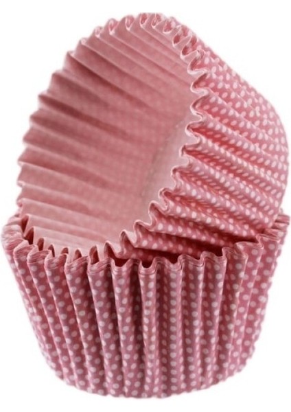 Cupcake Kalıbı Pet Kapsül Kek KALIBI48X34 mm - 100 Adet Pembe Küçük Puanlı