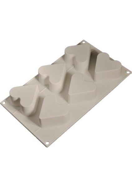 Silikon Kek Kalıbı 6 Lı Büyük Kalp 30X17,5 cm