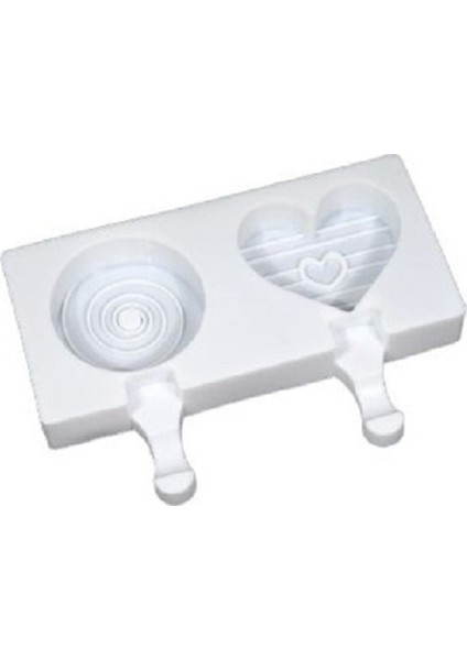 Silikon Dondurma Kalıbı Çizgili Kalp ve Daire 7.5x7.5 cm modelleri