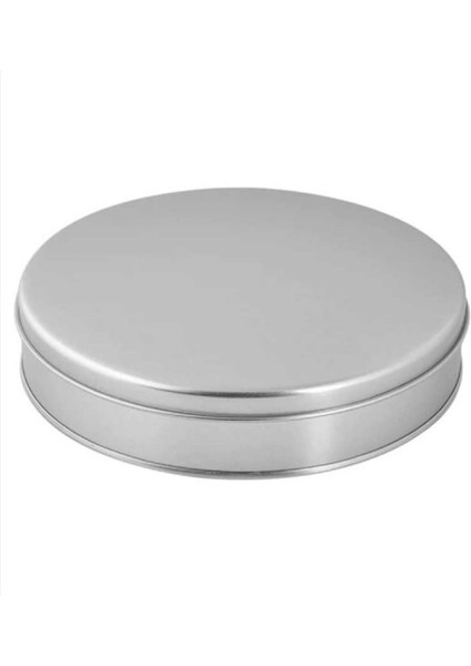 Yuvarlak Teneke Kutu Bal ve Şeker Kutusu 7x2 cm - 12'li Gümüş