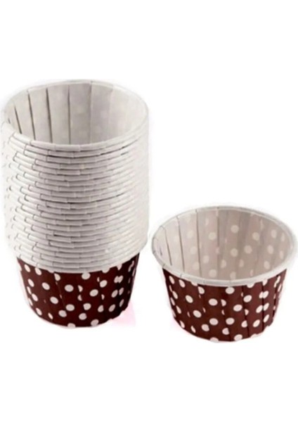 50LI Kalın Kağıt Puantiyeli Kek Kapsülü Kahverengi 3.5x5.7 cm fiyatları