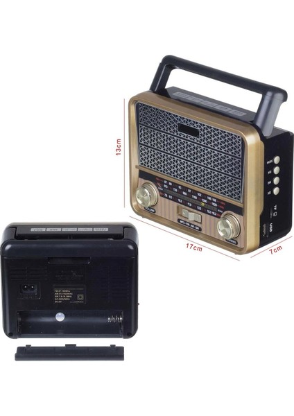 Radyo Nostalji Şarjlı Pilli Bt/usb/sd/aux/fm Cameron CM-1967BT