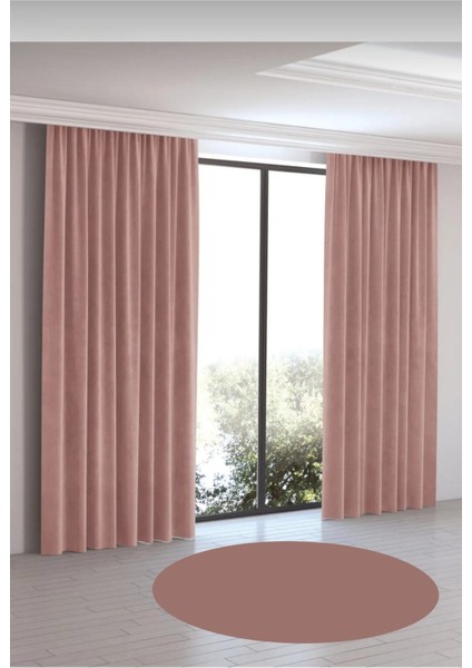 Ada Fon Perde Tek Kanat 1/3 Sık Pile 12481-Açık Gülkurusu