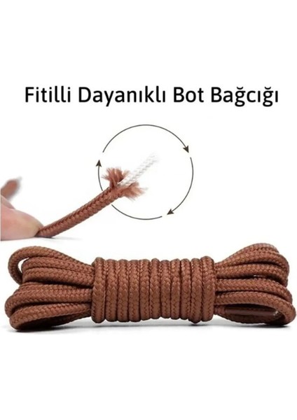 150 cm Kahverengi Yuvarlak Bot Bağcığı, Fitilli Dayanıklı Sağlam Bağcık, Ayakkabı Bağcığı 1 Çift