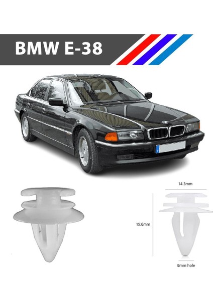 Nvr Bmw 3-5-7 Serisi Bmw E38 Kapı Döşeme Klipsi 50 Adetli Paket 51411973500