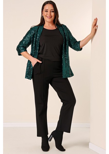 Beli Lastikli Yandan Cepli En Boy Likra Çımalı Büyük Beden Pantolon