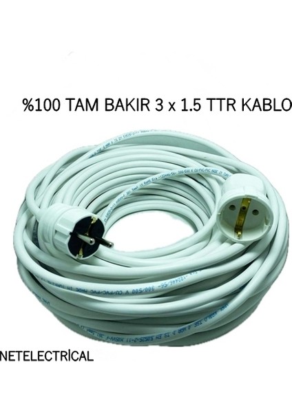 Tekli Topraklı Seyyar Uzatma Kablosu 40 Metre 3 x 1,5 TTR fiyatları