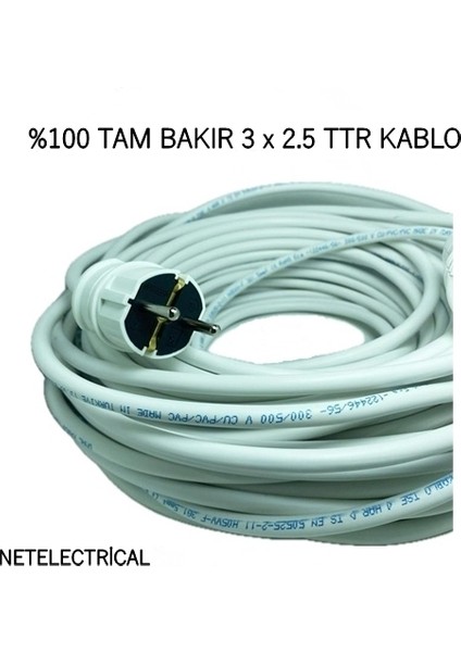 Tekli Topraklı Seyyar Uzatma Kablosu 25 Metre 3 x 2,5 TTR modelleri
